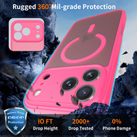 Fundas de Teléfono Rojo Rosa a Prueba de Golpes con Sensación de Piel para la Serie iPhone con Anillo Magnético de Lujo para iPhone 17 Pro Max para Chica
