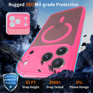 Ốp điện thoại chống sốc, cảm giác như da, màu đỏ hồng dành cho dòng iPhone, có vòng từ tính, sang trọng, dành cho iPhone 17 Pro Max, dành cho nữ - Product Image 2