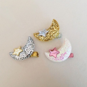 2 pièces/ensemble Épingles à cheveux mignonnes en forme de nuage et d'étoile scintillantes pour filles, barrettes à cheveux de dessin animé pour filles, accessoires de fête pour enfants - Product Image 3