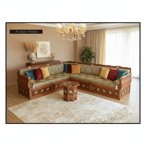 Design d'intérieur Majlis arabe, design classique moderne, ensemble élégant pour salon, sièges d'angle luxueux, design gain de place - Product Image 3