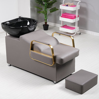 Fauteuil de lavage de luxe pour salon, accoudoir doré, lavabo en céramique professionnel, confortable pour salle de bain, hôpital, entrepôt