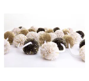 ProgiftSpace new neutral christmas decorations hanging nursery cotton felt pom pom yarn ball garland for Christmas tree