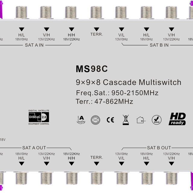DIGICAST 9-in-1 Multi-Channel Output Stable Connection Satellite Multiswitch Made in China