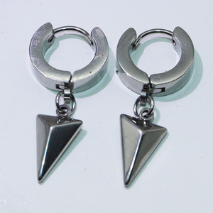 Pendientes Huggie con Colgante de Pirámide, Acero de Titanio, Unisex, Pendientes de Clip a la Moda - Product Image 3