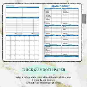 Customized <b>A5</b> Submonth Planner Business Style Hardcover <b>Notebook</b> Cash Budget Week Plan PU Paper School Gifts Available - Product Image 2