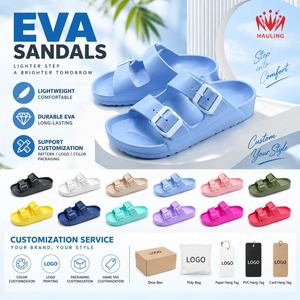 Lightweight EVA Two Strap Adjustable Buckle Slides Custom Logo Waterproof Cushion Sole for Beach Pool sandal EVA - Product Image 5