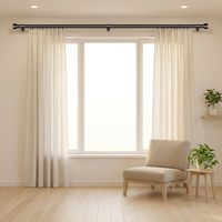 Tringle à rideau simple noire finition mate avec embouts pour fenêtre de salon