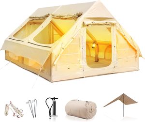 Carpa Inflable Doble Capa para 3-5 Personas (con Bomba) Incluye Toldo, Carpa Familiar Impermeable Premium para Glamping, Fácil de Instalar - Product Image 1