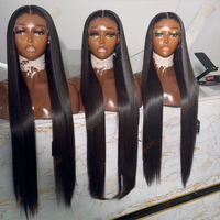 Perruques de cheveux humains lisses sans colle, fournisseur Alibaba, cheveux brésiliens vierges alignés, perruques frontales HD en dentelle pour femmes noires