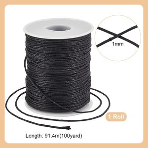 Cordoncino in Cotone Cerato Nero da 1mm, Lunghezza Personalizzabile, Filo per Macramè, Perline, Creazione di Gioielli, Bracciali, Collane, Forniture per Artigianato Fai-da-Te, <span class=keywords><strong>Borse</strong></span> - Product Image 2