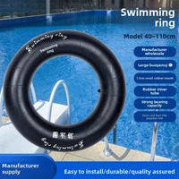 Bouée de natation gonflable noire en caoutchouc butyle robuste avec chambre à air intégrée pour adultes et enfants, jouet aquatique pour rivière et plage