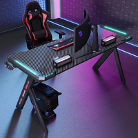 Table de jeu Yz, bureau d'ordinateur, bureau de travail en forme de PC, style moderne noir, mobilier de bureau à domicile, table compacte convertible en métal pour ordinateur portable