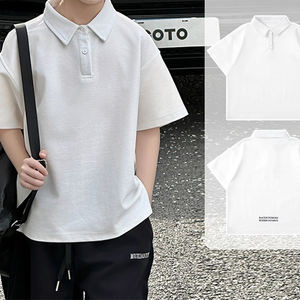 Polo d'été pour garçons, T-shirt blanc à manches courtes, Nouveau style 2026, Vêtements d'été pour enfants, Haut à manches mi-longues - Product Image 4