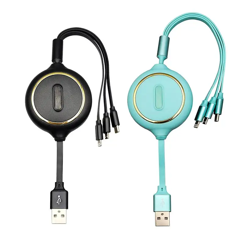 Manufacturing Type-C 3 in 1 USB Cables Custom Logo Charging Cable Retractable Cell Phone Fast Charger Usb Cable