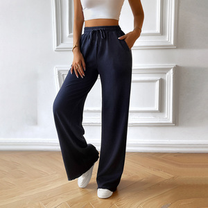 Automne Hiver Anti-boulochage Asual Pantalon Elasti Taille Pantalon Large Jambe Pantalon Femme Avec Pokets - Product Image 4
