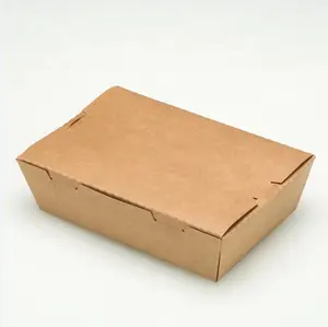 생분해 성 재활용 상자 테이크 아웃 뜨거운 패스트 푸드 튀김 일회용 갈색 크래프트 종이 점심 테이크 아웃 상자 포장