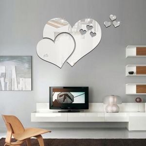 Autocollants muraux miroir d'amour 3D créatifs, autocollants miroir pour la maison, décoration murale de fond de salon, autocollants miroir en acrylique - Product Image 3