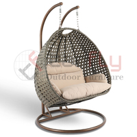 Chaise suspendue en rotin d'extérieur 2 places de qualité hôtelière, élégante en forme d'oeuf pour balançoires de patio