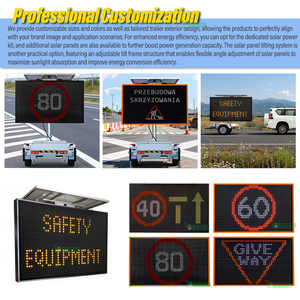 Panneau de signalisation routière mobile à LED à gradation automatique, alimenté par énergie solaire, monté sur remorque, étanche, à message variable - Product Image 5