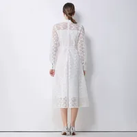 Robe élégante à manches longues et col montant en polyester uni pour le printemps et l'automne, service de vente en gros OEM ODM