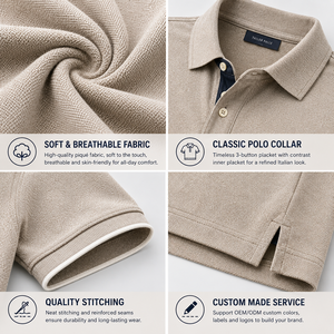 Chemises polo pour hommes de style italien, coton mercerisé de luxe, respirant, coupe ajustée, décontracté, polo de travail - Product Image 3