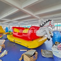 Bateau Gonflable Remorquable Chariot de Cheval Taille Personnalisée 4 Places 5,5m Rouge Jaune Nouveauté pour Divertissement Aquatique