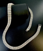 Collier de tennis éblouissant à deux rangées de diamants avec chaîne de clavicule de style hip-hop Europe Amérique plaqué or