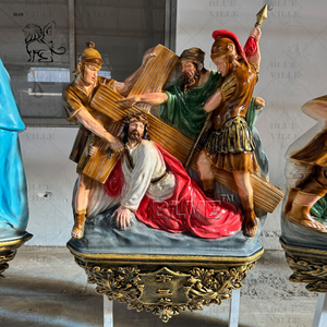 Décoration d'église BLVE, sculpture de Jésus en résine, crucifixion, fibre de verre, 14 stations du chemin de croix FRSD-6711, taille réelle - Product Image 6