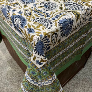 Couverture de nappe traditionnelle 100% coton imprimé bloc de main indien, couverture de Table de taille personnalisée couvertures de décor de mariage d'hôtel à la maison - Product Image 1
