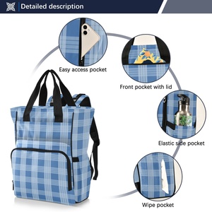 Wholesale Custom Design Portable Nylon Fabric Travel Waterproof Mummy Backpack Baby Diaper Tote Bag with <b>Luggage</b> <b>Straps</b> - Product Image 2