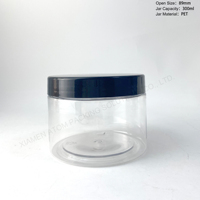 Pot cylindrique transparent en PET écologique de 89 mm, 10 oz, à large ouverture et couvercle à vis, 300 ml, pour le stockage de collations, biscuits, épices, poudres et aliments secs