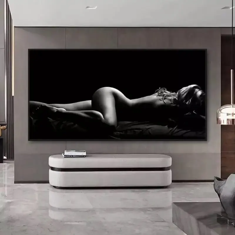 モダンなヌードアートポスターセクシーな眠っている女性黒と白のボディアート壁画ホテルの装飾クリスタル磁器絵画