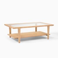 Table basse design moderne du milieu du siècle Mobilier de salon Table basse en bois avec dessus en verre