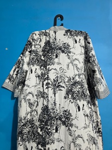 Bata de algodón de verano para mujer, estampado floral, manga larga, largo completo, estilo casual, kimono con cierre de cordón, ligera y suave, para la playa - Product Image 4