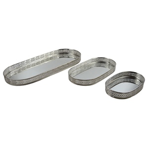 Bandeja de exhibición de joyería con acabado chapado en oro, elegante, con espejo de cristal, para maquillaje de diseño decorativo para el hogar - Product Image 3