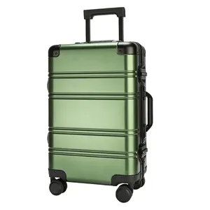 2020 NEUE Grüne vintage aluminium rahmen koffer 20 24 zoll 360 Grad Universal Räder reise tragen-auf kabine stamm gepäck sets