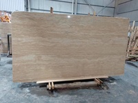 Dalles de marbre travertin beige naturel Design moderne poli pour usage hôtelier-Carreaux de mur de comptoir de table remplis de trous