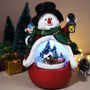 Tren pequeño de rotación navideña, decoración creativa para el hogar, adornos de resina para Navidad