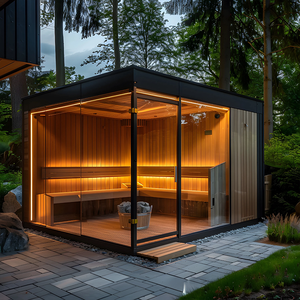 Sauna Comercial Grande <span class=keywords><strong>de</strong></span> Madera <span class=keywords><strong>de</strong></span> Hemlock Resistente, Cabina <span class=keywords><strong>de</strong></span> Vapor Cuadrada para Exteriores, para Gimnasios <span class=keywords><strong>y</strong></span> Centros <span class=keywords><strong>de</strong></span> Fitness - Product Image 4