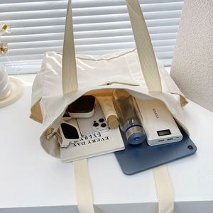 Personalized Big Capacity Multi-Pocket Cotton Canvas Bag <b>Shopping</b> Bags Unisex Travel Tote Shoulder Bag With Custom Logo - Product Image 4