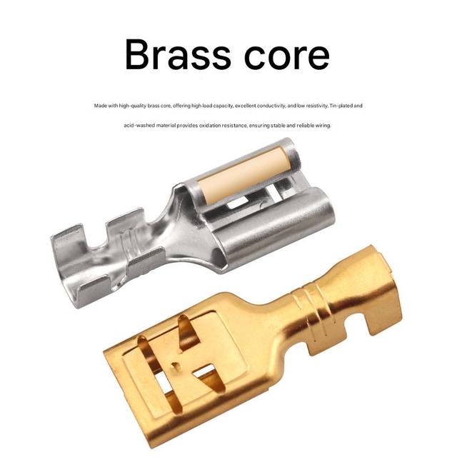 OEM Factory Heavy Duty Brass Female Spade Terminals 6.3mm Quick Disconnect Crimp Connectors for Car Speaker Wire