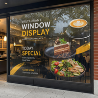 Écran LED transparent personnalisé en verre pour vitrine de restaurant