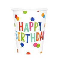 Nouvel ensemble de vaisselle en papier à thème anniversaire multicolore à pois, couverts en papier ronds jetables, fournitures pour fête d'anniversaire