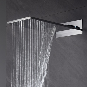 Copper In-wall Ceiling-mounted Thermostatic Smart Faucets Shower <b>Set</b> Chrome Rainfall <b>Spray</b> Modern Simple Design Home Use - Product Image 1