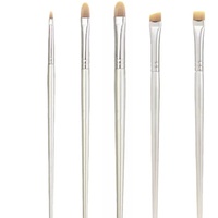 Lot de 5 pinceaux de maquillage de luxe pour fard à paupières, fond de teint, rouge à lèvres, blush, correcteur et poudre libre – Application facile et colorée