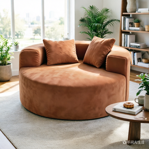 Contemporary <strong>Brown</strong> Modular Sectional Sofa Corduroy Fabric Memory Foam Circular Conversation Pit Seating for Apartment Office - Product Image 3