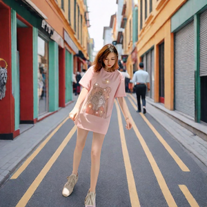 100% algodón Premium Heavy Duty Hot Drill <span class=keywords><strong>Sailor</strong></span> <span class=keywords><strong>Moon</strong></span> Camiseta <span class=keywords><strong>de</strong></span> manga corta señoras verano cuello redondo suelta señoras Top - Product Image 3