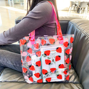 Bolsa Transparente Personalizada con Logotipo y Diseño de Durazno Rojo para Mujer - Bolsa de Compras de PVC Transparente, Bolsas de Playa de PVC Coloridas para Regalo - Product Image 4