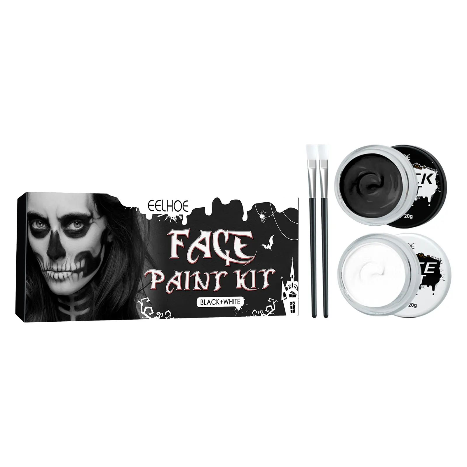 In magazzino popolare Party Cosplay Makeup Paint nero bianco colori Face Body Paint Set per uomo donna