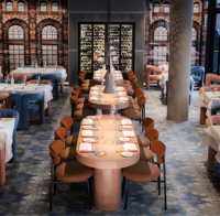 Mobilier de restaurant de luxe 5 étoiles, ensemble de tables de restaurant modernes en bois massif et marbre, banquettes de restaurant pour projets